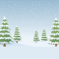 Obraz premium Snowy forest with snowdrifts and snow-covered spruce branches