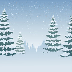 Obraz premium Snowy forest with snowdrifts and snow-covered spruce branches