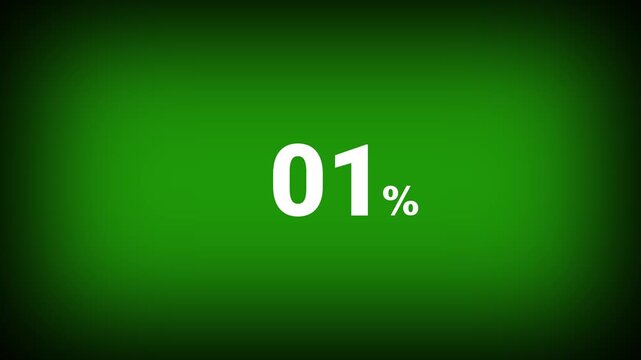 Abstract 01 percent number animation on a green background. Fifteen percent discount with looping around it. 4k