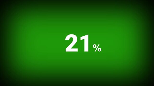 Abstract 21 percent number animation on a green background. Fifteen percent discount with looping around it. 4k