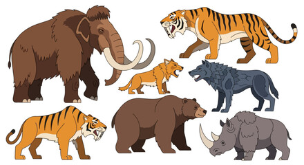 Naklejka premium Collection of Prehistoric and Extinct Animals.