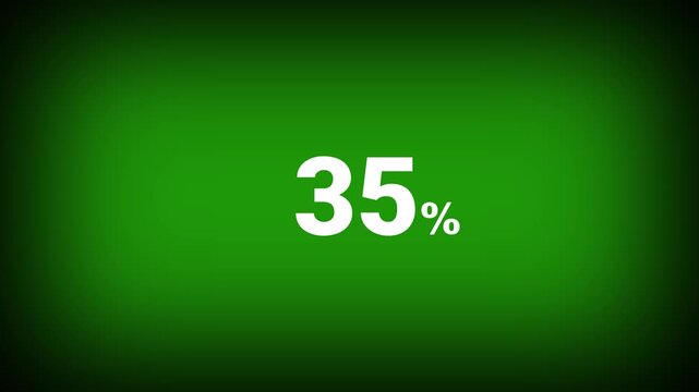 Abstract 35 percent number animation on a green background. Fifteen percent discount with looping around it. 4k