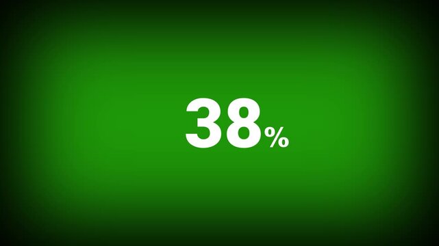 Abstract 38 percent number animation on a green background. Fifteen percent discount with looping around it. 4k