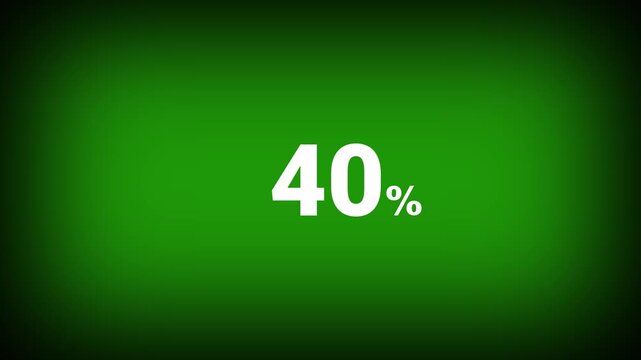 Abstract 40 percent number animation on a green background. Fifteen percent discount with looping around it. 4k