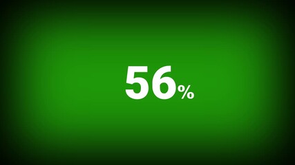 Abstract 56 percent number animation on a green background. Fifteen percent discount with looping around it. 4k