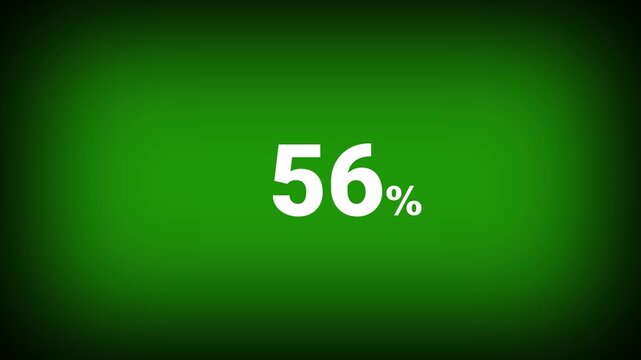 Abstract 56 percent number animation on a green background. Fifteen percent discount with looping around it. 4k