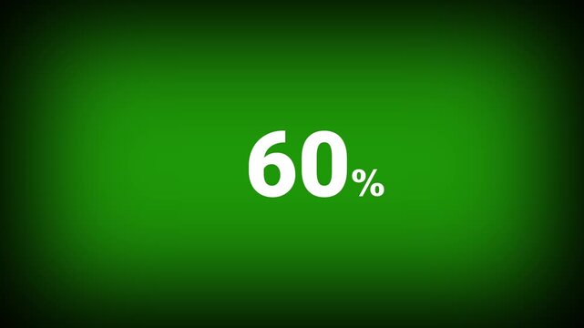 Abstract 60 percent number animation on a green background. Fifteen percent discount with looping around it. 4k