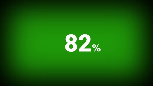 Abstract 82 percent number animation on a green background. Fifteen percent discount with looping around it. 4k