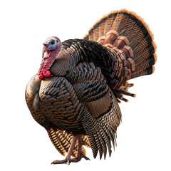 Majestic turkey with spread wings isolated on transparent background
