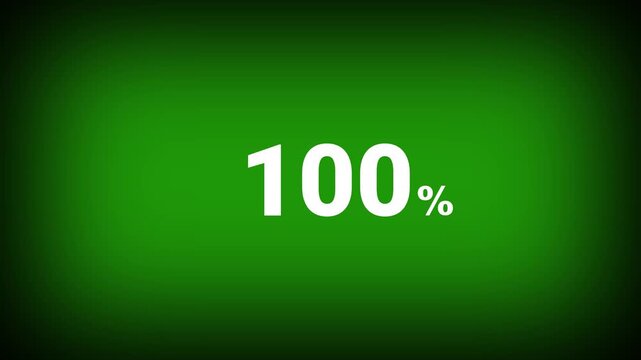 Abstract 100 percent number animation on a green background. Fifteen percent discount with looping around it. 4k