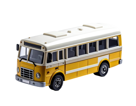 Yellow and cream-colored vintage bus toy