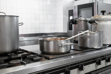Modern comercial kitchen in a restaurant. High quality photo