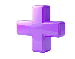 Obraz premium A vibrant, glossy, 3D plus sign in a purplish-pink hue