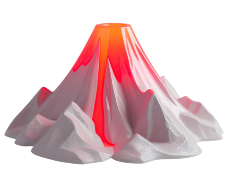 White volcano lamp with glowing red interior