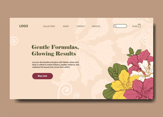Floral landing page template bauhinia flower with soft bright tones colors
