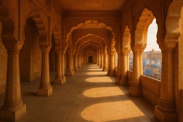Obraz premium Golden Hour in a Sandstone Corridor.