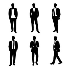 Six black suit silhouettes suits formal wear