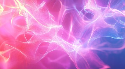 Obraz premium Ethereal flowing light ribbons create stunning abstract background with vibrant pink and blue gradients