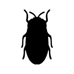 Black silhouette image of a vector beetle. Black beetle illustration insect black and white