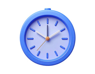 Round, light-blue clock with white/cream hands and markers