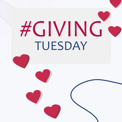 “Giving Tuesday Charity Social Media Post Template with Hearts – Donation and Fundraising Graphic Design”