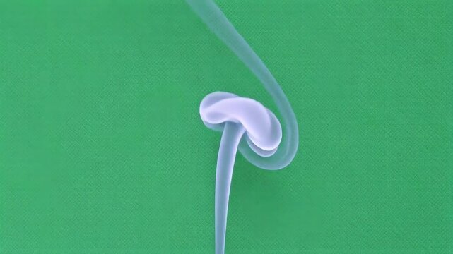 Isolated realistic smoke plume rising slowly on green screen, loopable effect