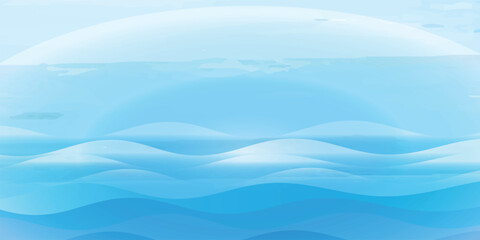 Obraz premium Abstract blue ocean waves background with soft gradients and layered waves. Perfect for summer, travel, or marine-themed design projects.