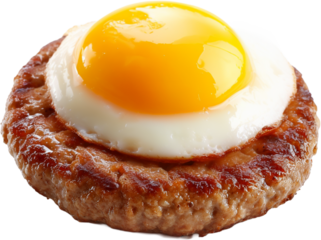 卵, 朝食, 食べ物, 食事, 肉, 卵黄, 黄色, 料理, ランチ, 新鮮, アップ, 調理済みの, おいしい, 孤立した、ミート、玉子、エッグ、パテ、ハンバーグ、月見
