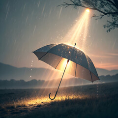 umbrella raining light instead of water surreal