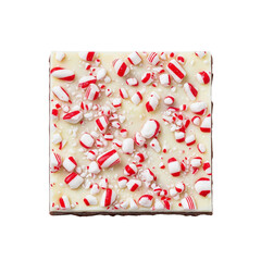 Square of christmas peppermint bark brownie