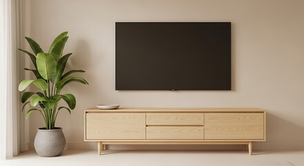 Modern Living Room with TV and Entertainment Center.
