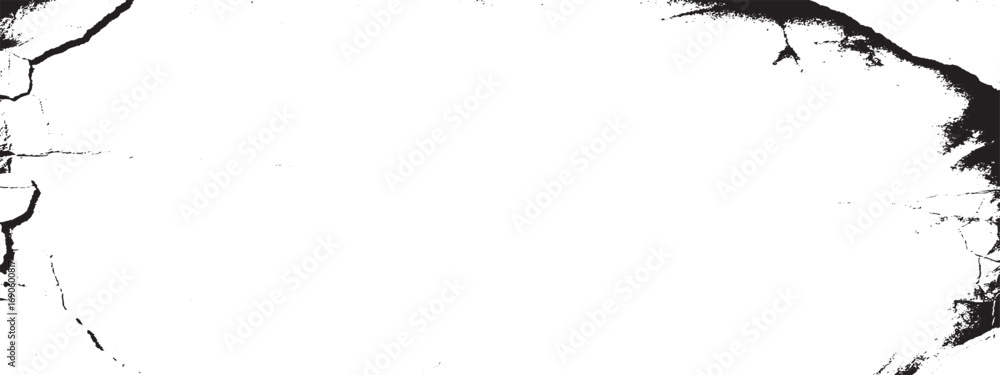 Aufkleber cracked and broken surface texture with rough edges creating dramatic black and white artistic patte