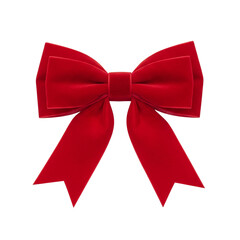 Naklejka premium Red velvet christmas gift bow isolated
