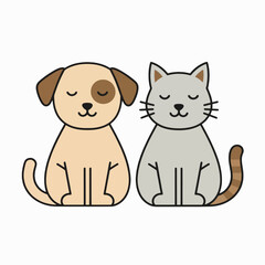Flat design illustration of pet icons featuring dog and cat in vector minimalist style, perfect for animal health, adoption awareness, branding, and digital marketing visuals