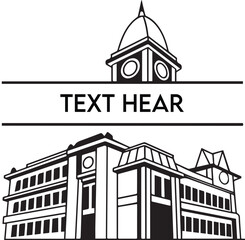 University Building Emblem with Text Area