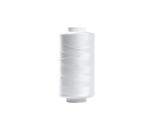 White spool of thread, cylindrical shape, smooth texture