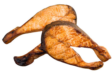 Grilled  salmon fish steak with golden crust