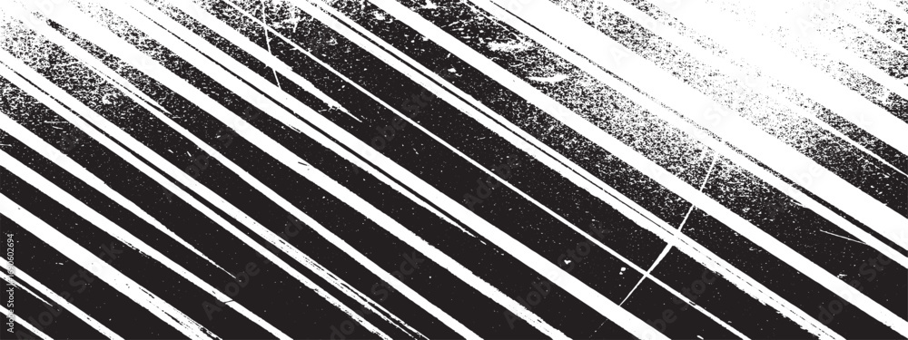 Poster diagonal striped grunge texture with distressed effect creating abstract black and white design