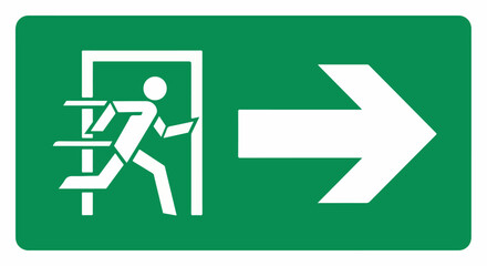Emergency Exit Sign with Running Man and Arrow.
