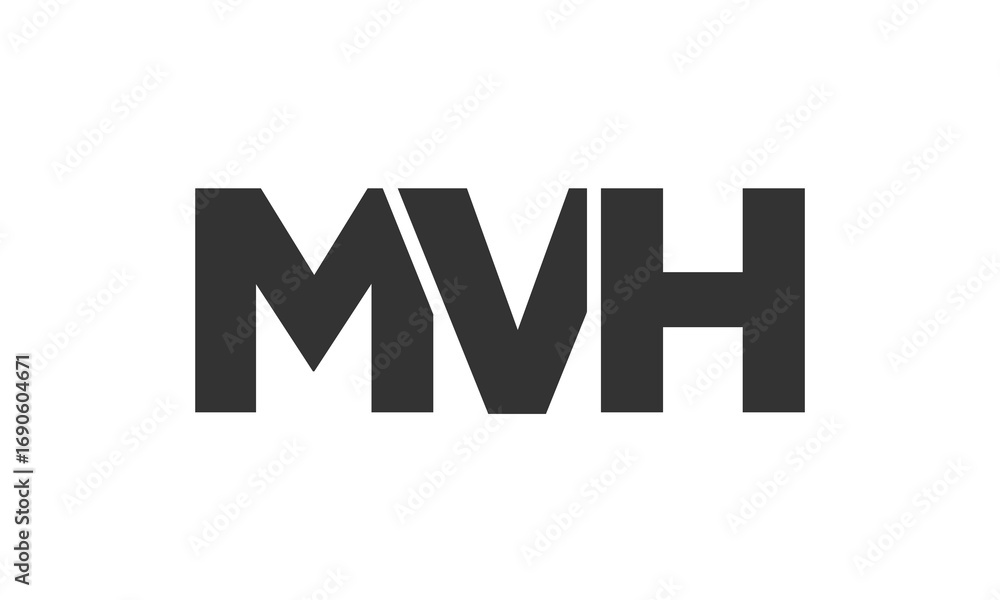 Poster mvh logo design template with strong and modern bold text. initial based vector logotype featuring s