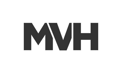 MVH logo design template with strong and modern bold text. Initial based vector logotype featuring simple and minimal typography. Trendy company identity.