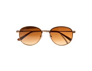 Round sunglasses with gradient brown lenses
