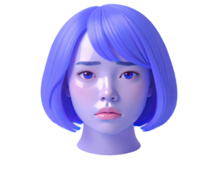 Digital portrait of a girl with vibrant purple hair and pale skin