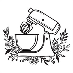 Stand Mixer with Floral Accents