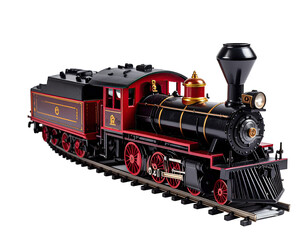 Naklejka premium Detailed side view of a vintage-style steam train model