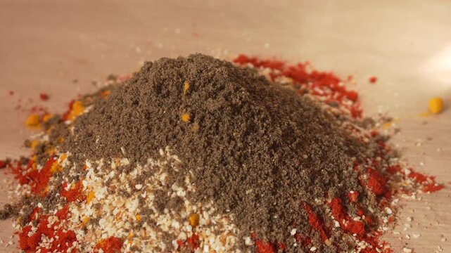 Spice, Mixing, Recipe: Hand mixing spices for cooking.