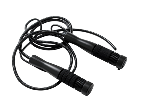 Black jump rope, handles and cord