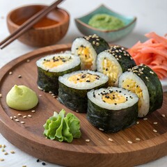 sushi rolls with avocado and wasabi