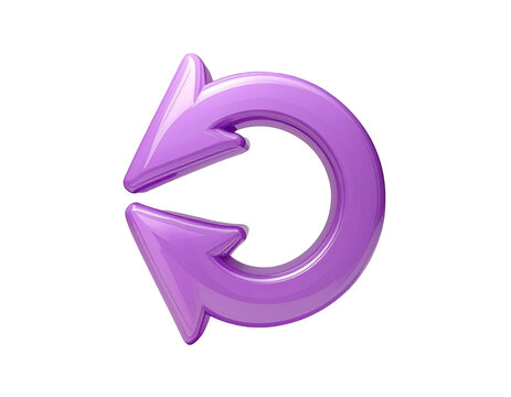 3D rendered, glossy, purple circular arrow - Powered by Adobe