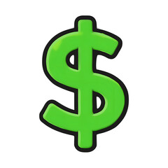 Obraz premium Green 3D Dollar Currency Symbol for Finance Wealth and Banking